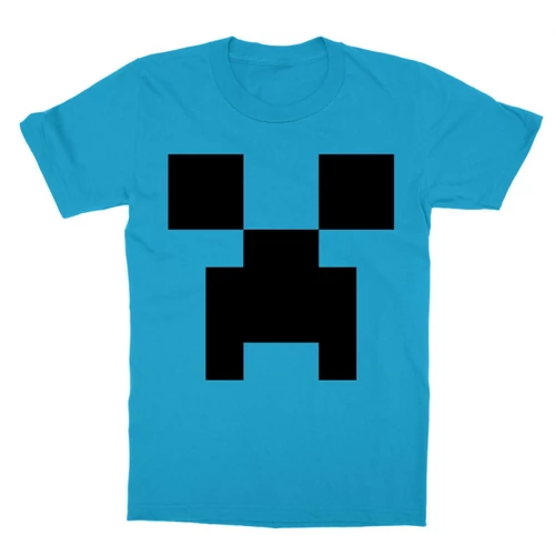 Atollkék Minecraft gyerek rövid ujjú póló - Creeper face