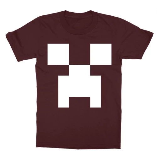 Bordó Minecraft gyerek rövid ujjú póló - Creeper face