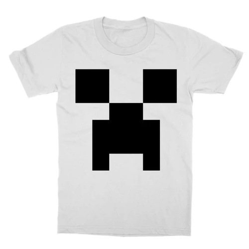Fehér Minecraft gyerek rövid ujjú póló - Creeper face