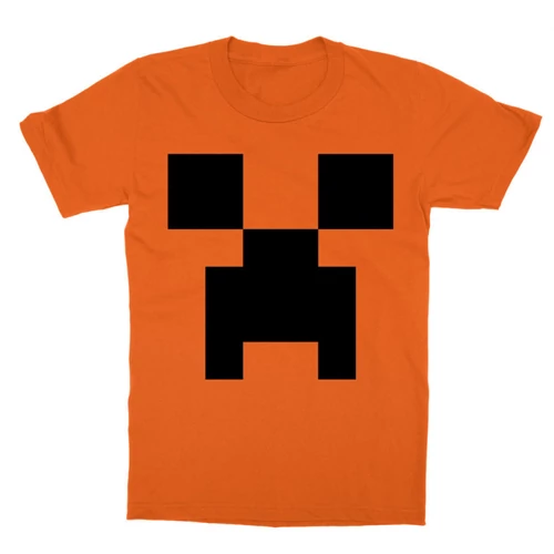Narancs Minecraft gyerek rövid ujjú póló - Creeper face
