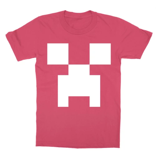 Pink Minecraft gyerek rövid ujjú póló - Creeper face