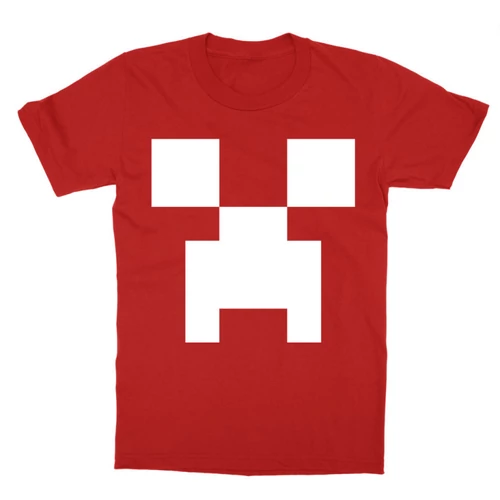 Piros Minecraft gyerek rövid ujjú póló - Creeper face