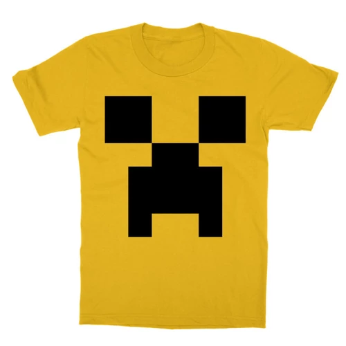 Sárga Minecraft gyerek rövid ujjú póló - Creeper face