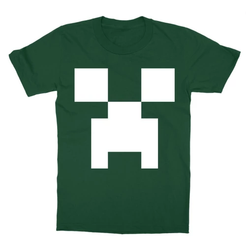 Sötétzöld Minecraft gyerek rövid ujjú póló - Creeper face