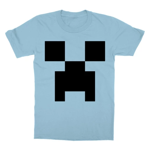 Világoskék Minecraft gyerek rövid ujjú póló - Creeper face