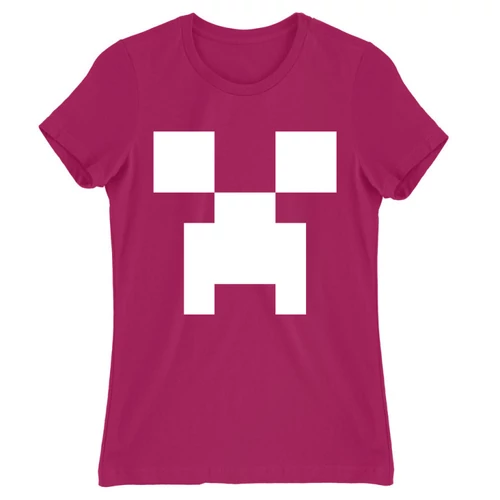Pink Minecraft női rövid ujjú póló - Creeper face