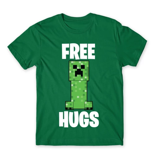 Zöld Minecraft férfi rövid ujjú póló - Creeper free hugs