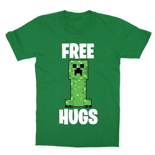 Zöld Minecraft gyerek rövid ujjú póló - Creeper free hugs