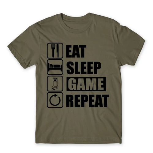 Cink Minecraft férfi rövid ujjú póló - Eat, sleep, game, repeat