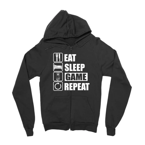 Fekete Minecraft zipzáros pulóver - Eat, sleep, game, repeat