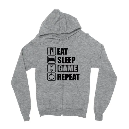 Sportszürke Minecraft zipzáros pulóver - Eat, sleep, game, repeat