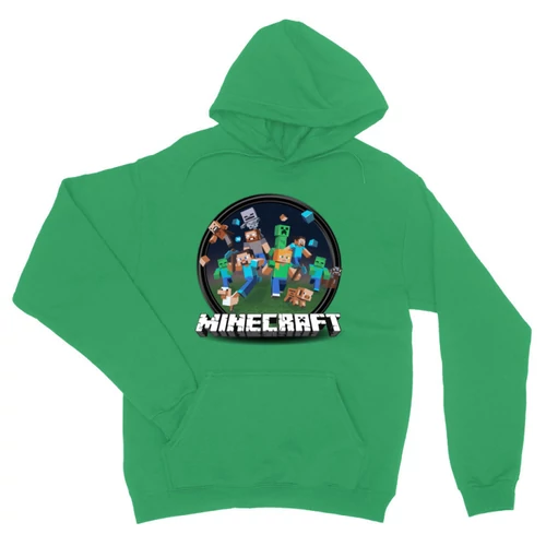Zöld Minecraft unisex kapucnis pulóver - Kerek Minecraft logó II.