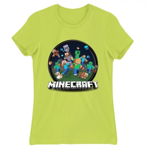 Almazöld Minecraft női rövid ujjú póló - Kerek Minecraft logó 2