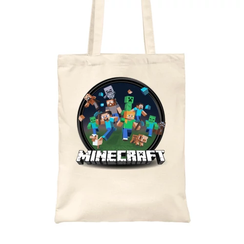 Homok Minecraft vászontáska - Kerek Minecraft logó 2