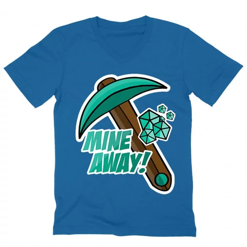 Királykék Minecraft férfi V-nyakú ujjú póló - Mine away