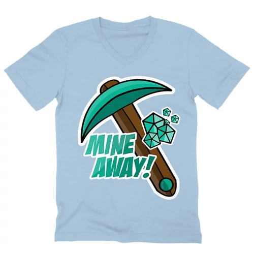 Világoskék Minecraft férfi V-nyakú ujjú póló - Mine away