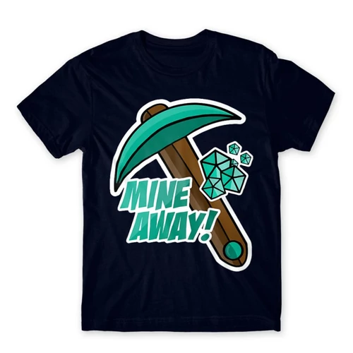 Sötétkék Minecraft férfi rövid ujjú póló - Mine away