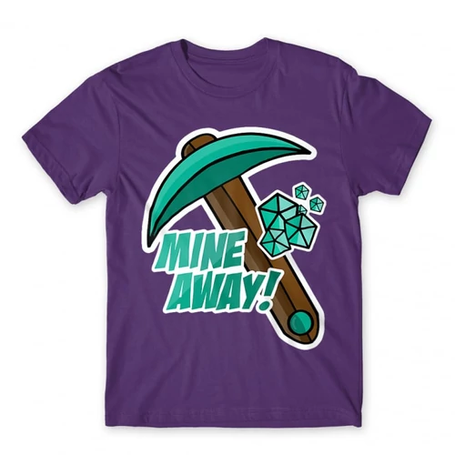Sötétlila Minecraft férfi rövid ujjú póló - Mine away
