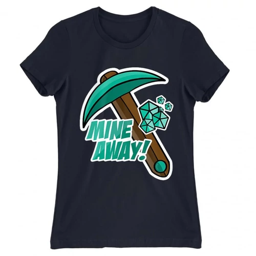 Sötétkék Minecraft női rövid ujjú póló - Mine away