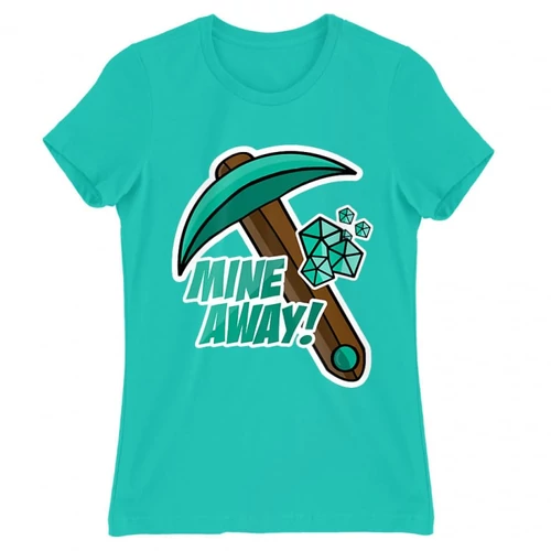 Türkiz Minecraft női rövid ujjú póló - Mine away