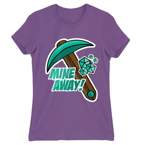 Világoslila Minecraft női rövid ujjú póló - Mine away