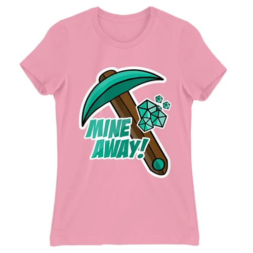Világos rózsaszín Minecraft női rövid ujjú póló - Mine away