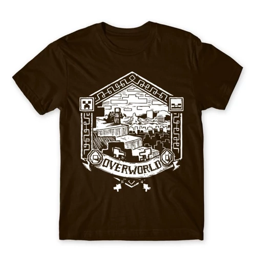 Barna Minecraft férfi rövid ujjú póló - Overworld