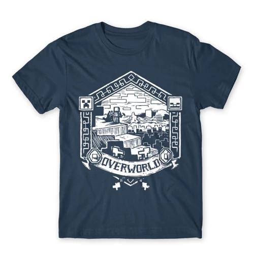 Denim Minecraft férfi rövid ujjú póló - Overworld
