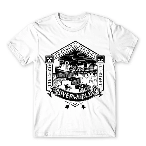 Fehér Minecraft férfi rövid ujjú póló - Overworld