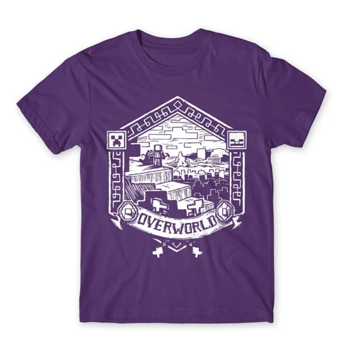 Sötétlila Minecraft férfi rövid ujjú póló - Overworld