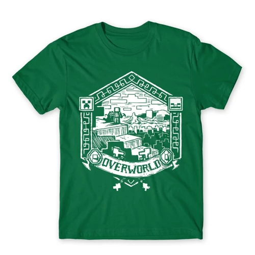 Zöld Minecraft férfi rövid ujjú póló - Overworld