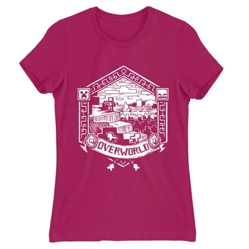 Pink Minecraft női rövid ujjú póló - Overworld