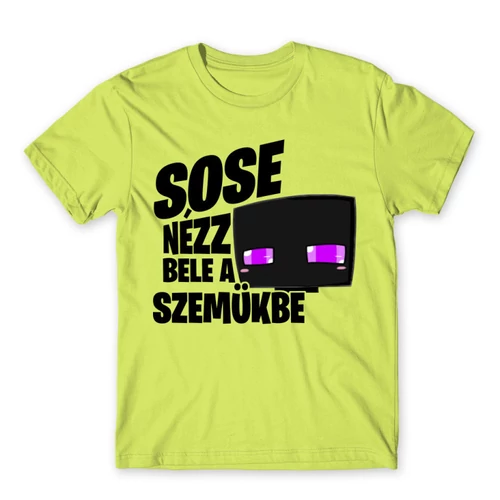Almazöld Minecraft férfi rövid ujjú póló - Sose nézz bele a szemükbe – Enderman