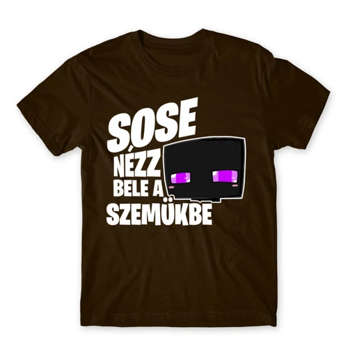Barna Minecraft férfi rövid ujjú póló - Sose nézz bele a szemükbe – Enderman