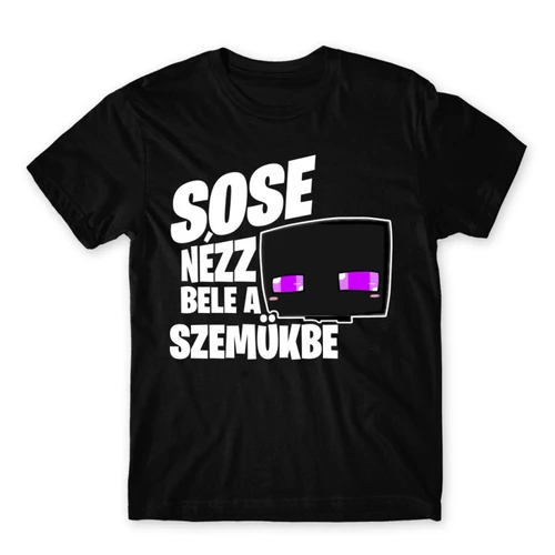 Fekete Minecraft férfi rövid ujjú póló - Sose nézz bele a szemükbe – Enderman