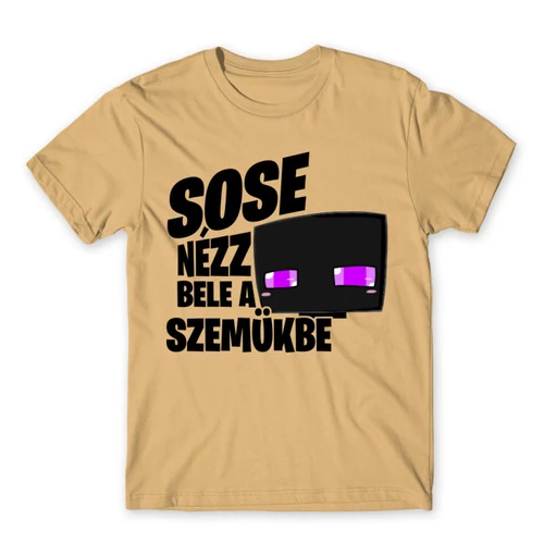 Homok Minecraft férfi rövid ujjú póló - Sose nézz bele a szemükbe – Enderman