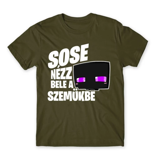 Khaki Minecraft férfi rövid ujjú póló - Sose nézz bele a szemükbe – Enderman