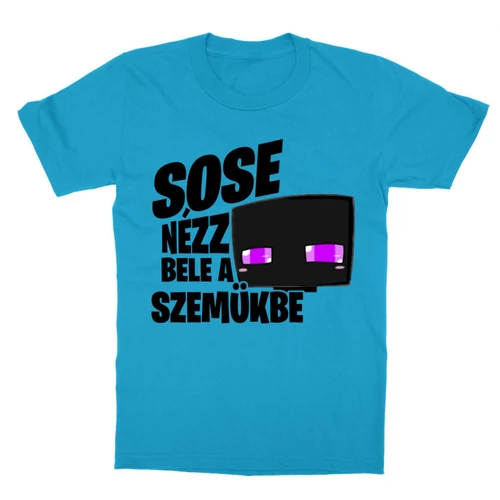 Atollkék Minecraft gyerek rövid ujjú póló - Sose nézz bele a szemükbe – Enderman