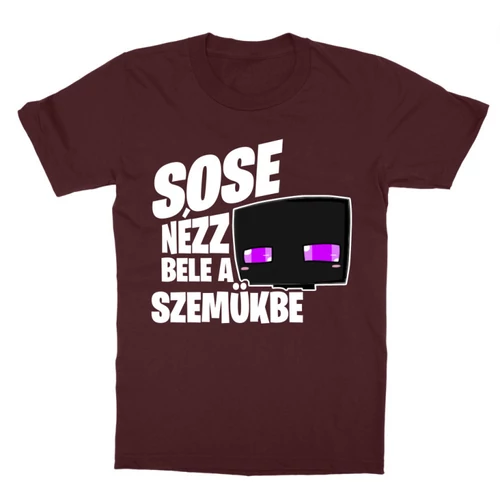 Bordó Minecraft gyerek rövid ujjú póló - Sose nézz bele a szemükbe – Enderman