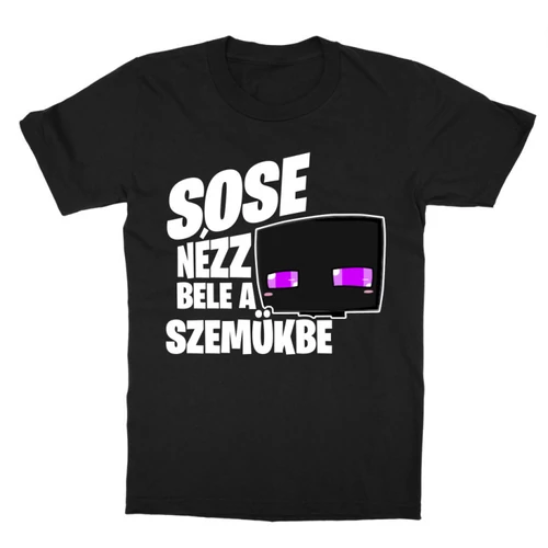 Fekete Minecraft gyerek rövid ujjú póló - Sose nézz bele a szemükbe – Enderman