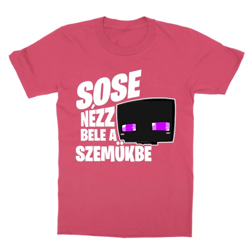 Pink Minecraft gyerek rövid ujjú póló - Sose nézz bele a szemükbe – Enderman