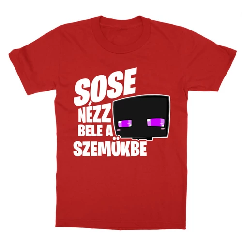 Piros Minecraft gyerek rövid ujjú póló - Sose nézz bele a szemükbe – Enderman