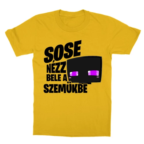 Sárga Minecraft gyerek rövid ujjú póló - Sose nézz bele a szemükbe – Enderman