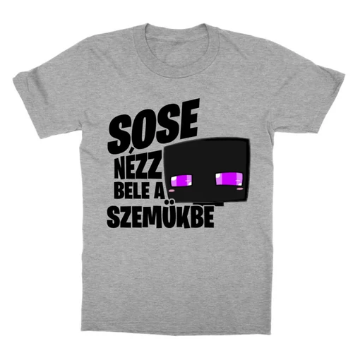 Sportszürke Minecraft gyerek rövid ujjú póló - Sose nézz bele a szemükbe – Enderman