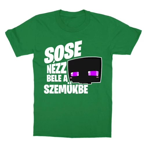 Zöld Minecraft gyerek rövid ujjú póló - Sose nézz bele a szemükbe – Enderman