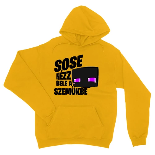 Sárga Minecraft unisex kapucnis pulóver - Sose nézz bele a szemükbe – Enderman