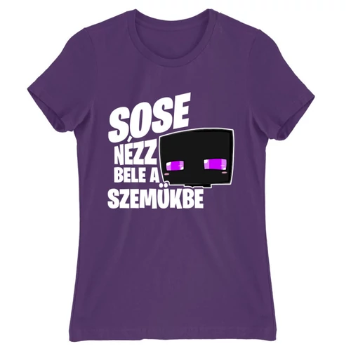 Sötétlila Minecraft női rövid ujjú póló - Sose nézz bele a szemükbe – Enderman