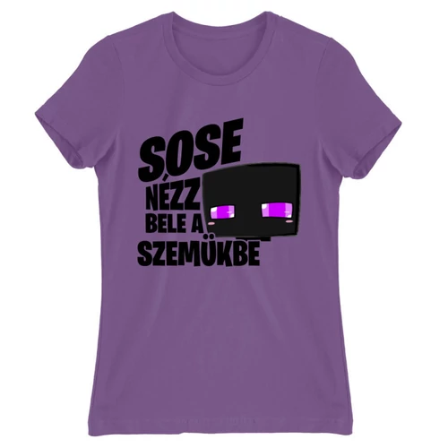 Világoslila Minecraft női rövid ujjú póló - Sose nézz bele a szemükbe – Enderman