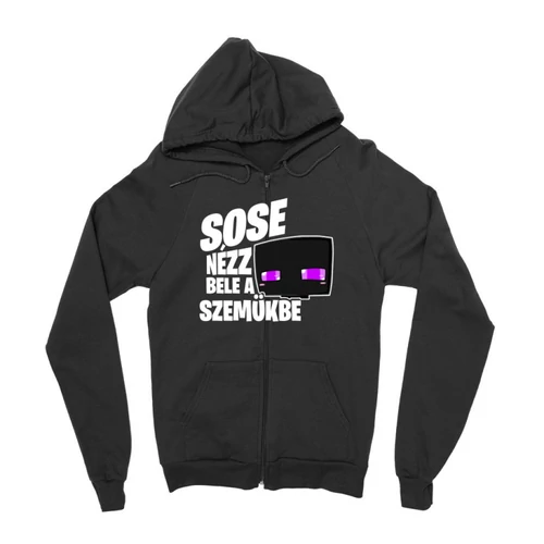 Fekete Minecraft zipzáros pulóver - Sose nézz bele a szemükbe - Enderman