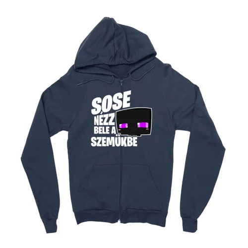 Sötétkék Minecraft zipzáros pulóver - Sose nézz bele a szemükbe - Enderman